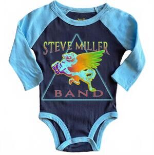 NEW ROWDY SPROUT kid's steven miller band raglan onesie in blue